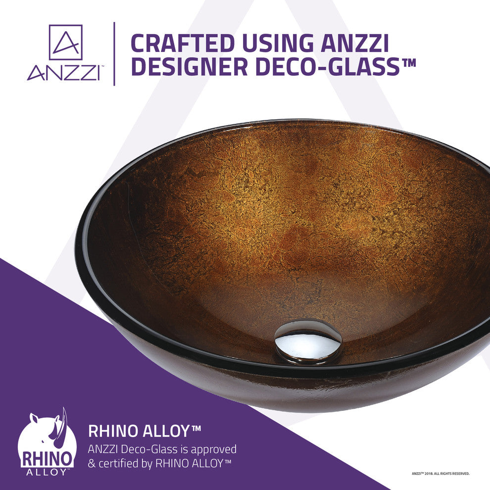 Posh Series Deco-Glass Vessel Sink, Amber Gold
