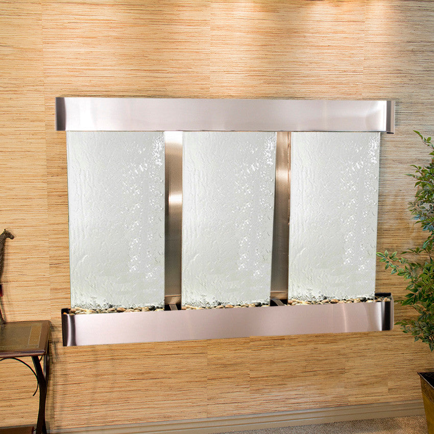 Olympus Falls Water Fountain, Silver Mirror, Stainless Steel, Round