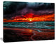 Red Sunset over Blue Waters, Seascape Canvas Art Print, 20"x12"