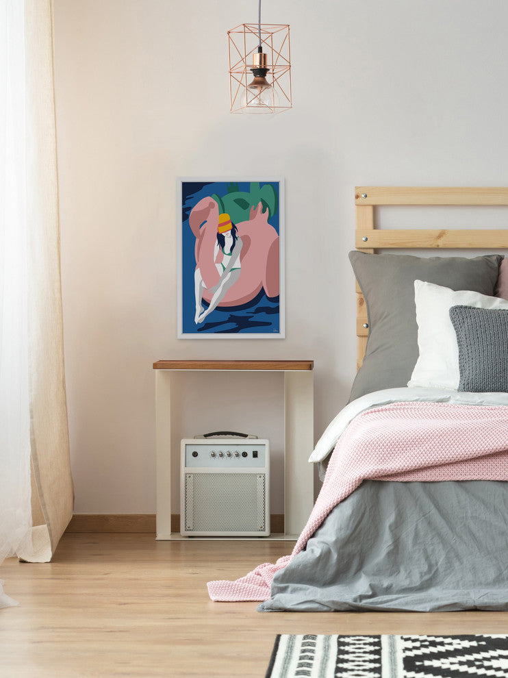 "Floating Flamingo II" Framed Painting Print, 30"x45"