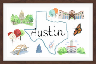 "Austin Sites" Framed Painting Print, 18x12