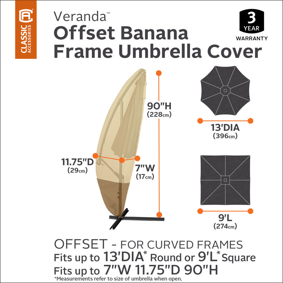 Offset Banana Frame Patio Umbrella Cover, Water Resistant Furniture Cover