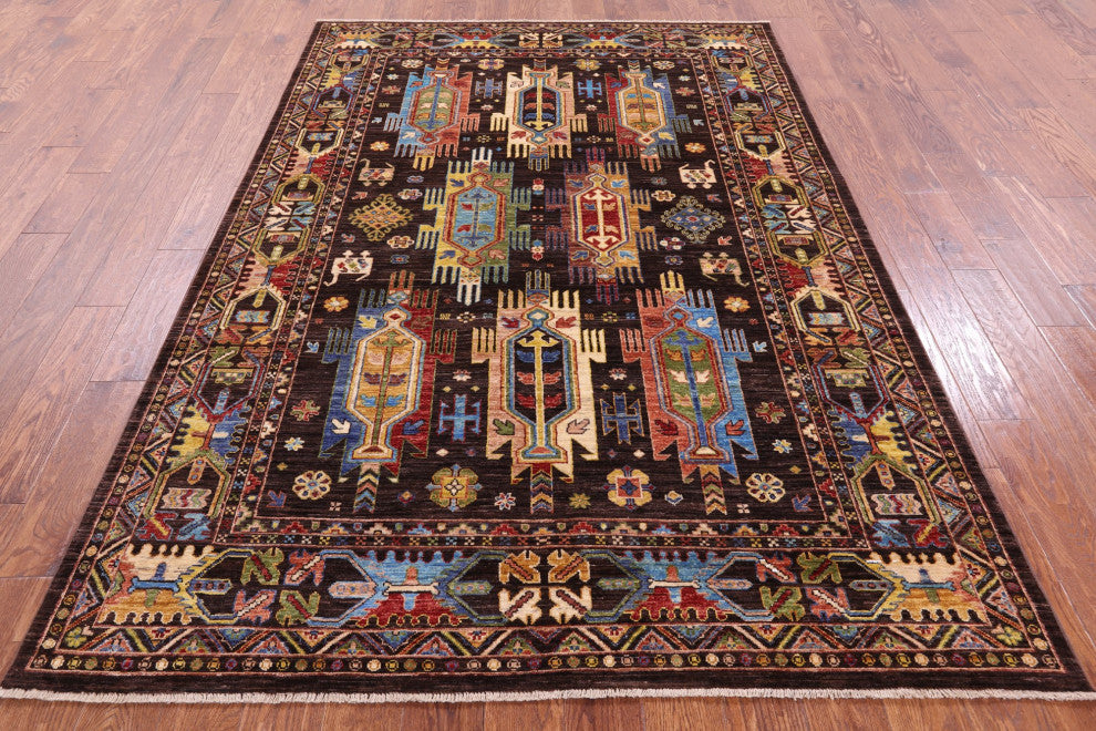 5' 8" X 8' 2" Tribal Fine Serapi Handmade Wool Rug - Q12232
