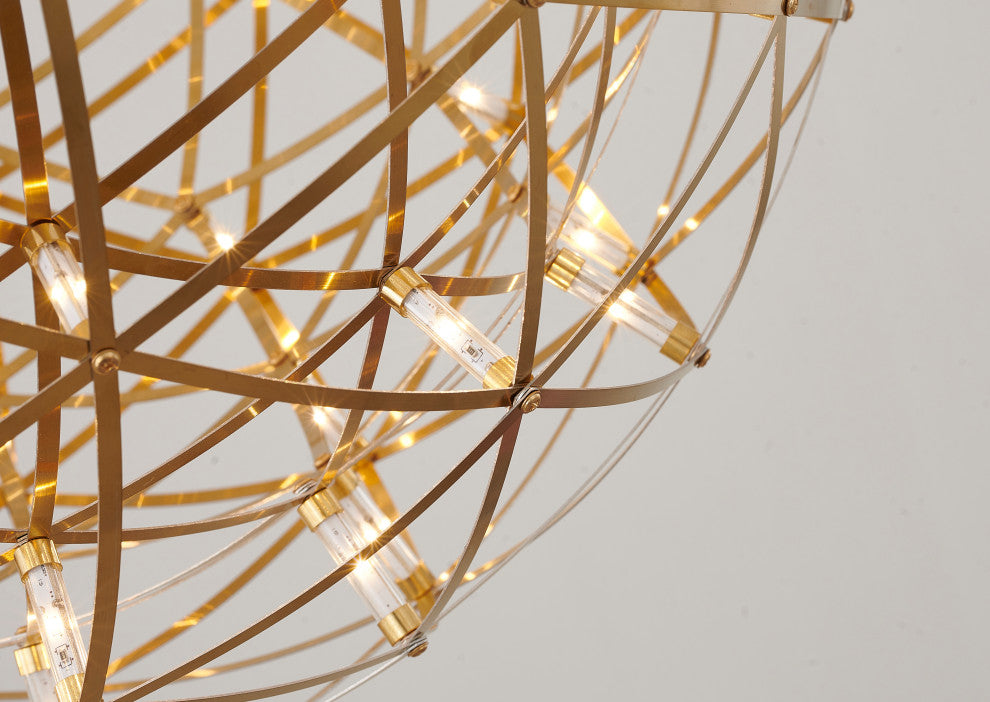 92-Light Gold Stainless Steel LED Chandelier With LED Star Lights