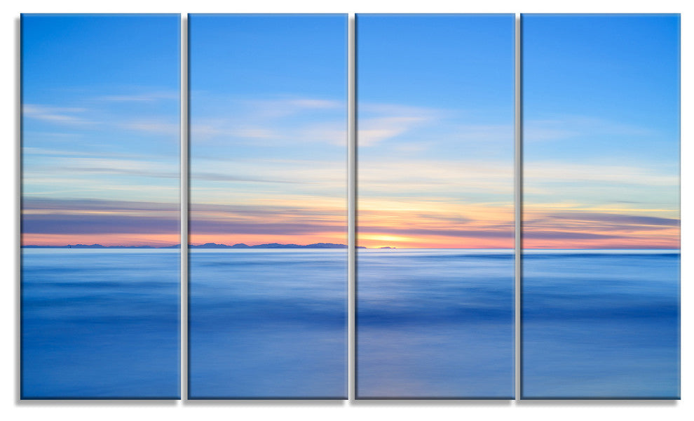 "Corsica Island Sunset View Italy" Seashore Wall Art, 4 Panels, 48"x28"