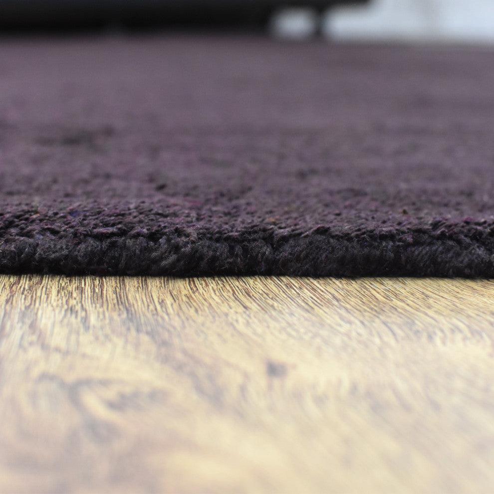 Hand Knotted Loom Silk Mix Area Rug Solid Brown, [Round] 10'x10'