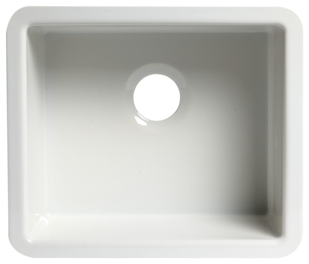 ALFI brand AB2017 20" White Single Bowl Fireclay Undermount Kitchen Sink