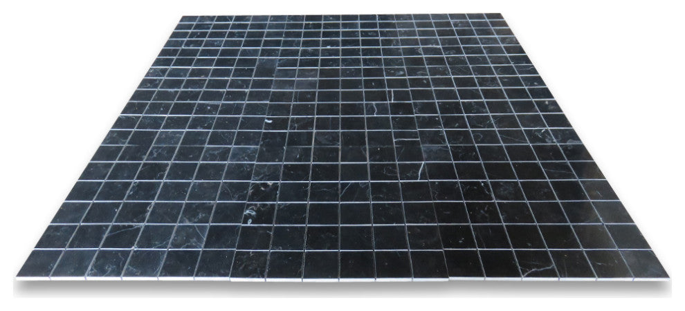 Nero Marquina Black Marble 2x2 Grid Square Mosaic Tile Polished, 1 sheet