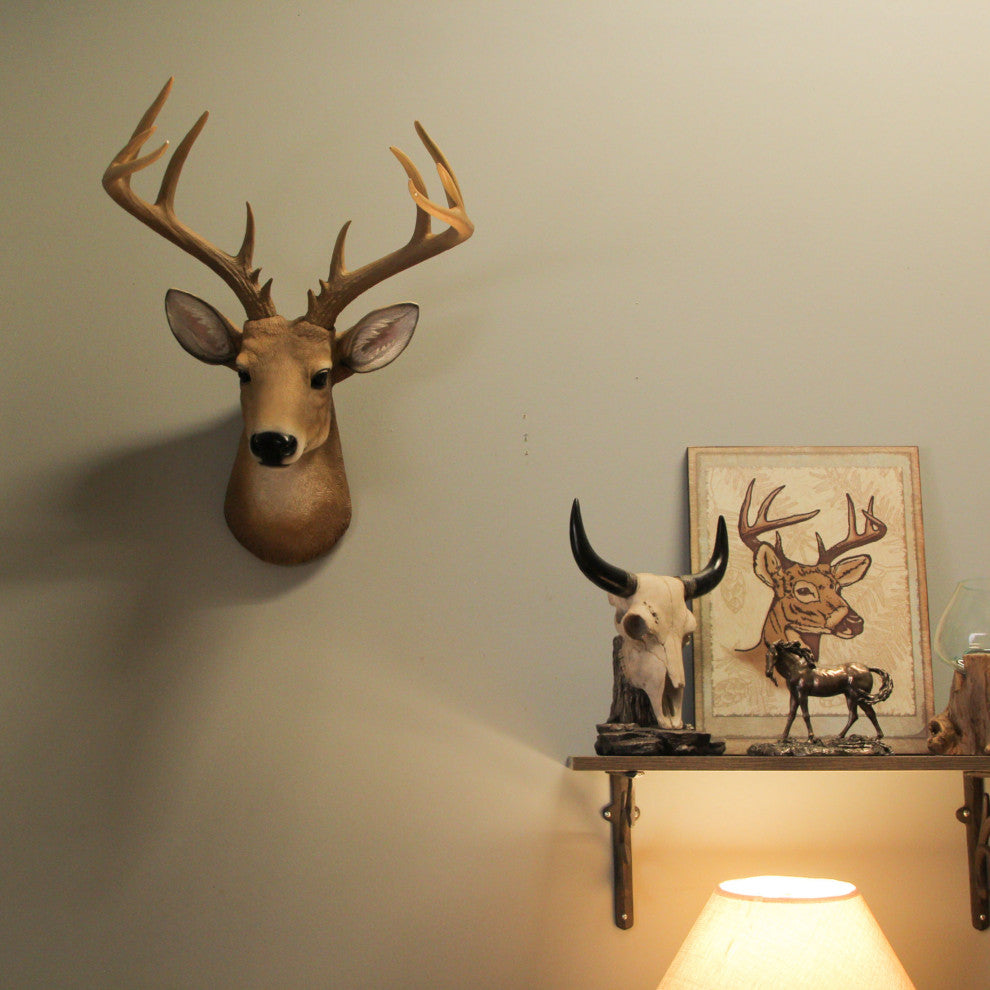 12 Point Buck Deer Head Bust Wall Hanging
