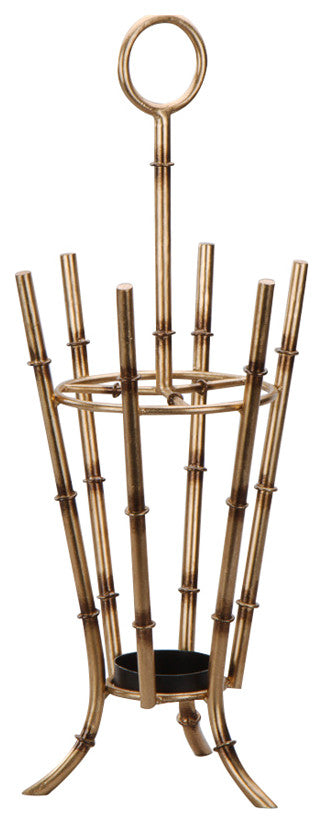 Antique Gold Iron Bamboo Angled Umbrella Stand