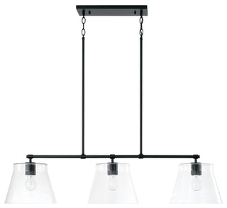 Baker Three Light Island Pendant, Matte Black