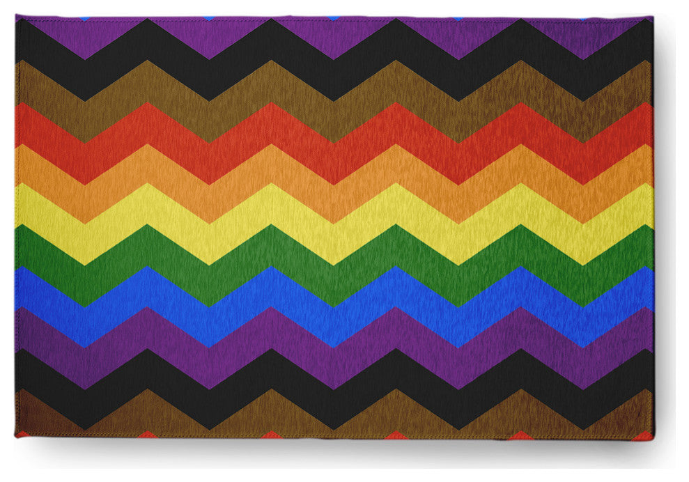 Inclusive Pride Chevron Chenille Rug, Inclusive Pride Chevron, 2'x3'