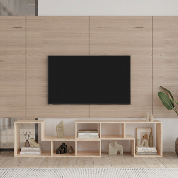 L-Shaped TV Stand Display Shelf Bookcase for Home with OAK finish