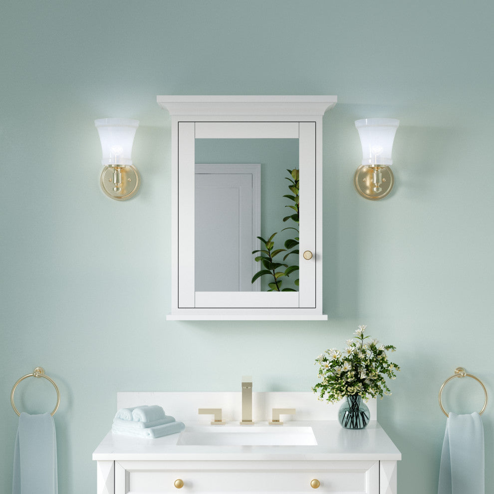 Handmade Solid Wood Medicine Cabinet with Ample Storage Space in White, 24"x30"