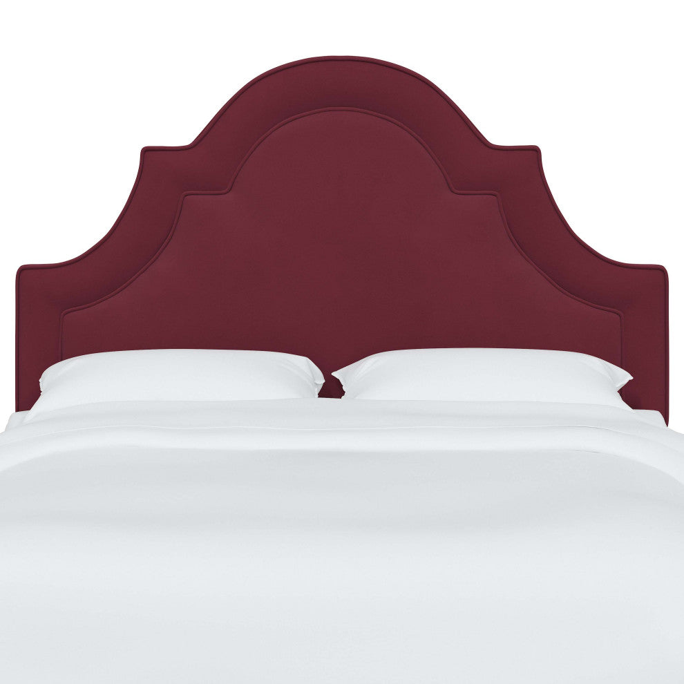 High Arched Headboard With Border, Velvet Berry, Full