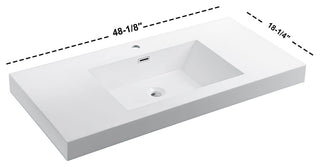 Dowell 18" FTB Resin Bathroom Vanity Basin, White, 48wx18dx6h Single