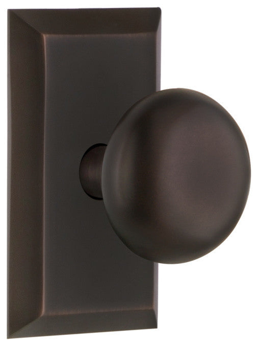 Studio Plate Privacy New York Door Knob, Timeless Bronze