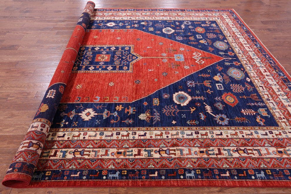 9' 11" X 13' 9" Hand Knotted Persian Fine Serapi Wool Rug - Q12644