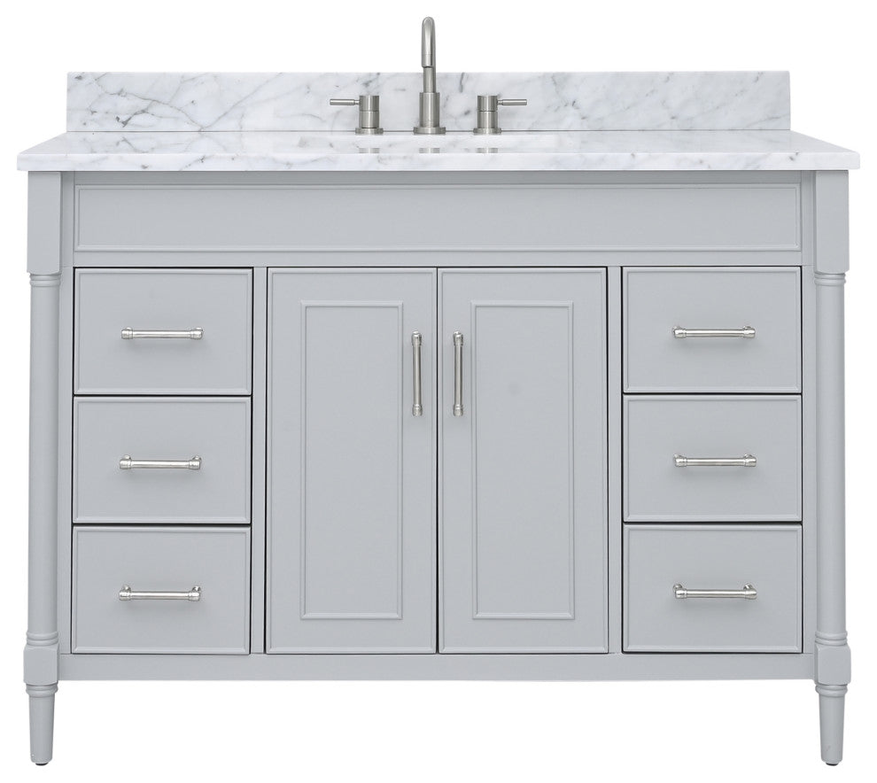 Avanity Bristol 48" Vanity Combo in Light Gray and Carrara White Marble Top