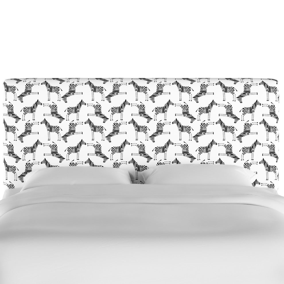 California King Headboard, Block Zebra Black White
