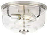 Rushton 2-Light Brushed Nickel Clear Glass Industrial Flush Mount Ceiling Light