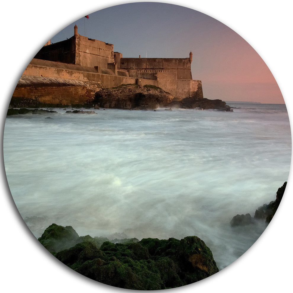 White Seascape At Old Fort Lisbon, Seascape Disc Metal Wall Art, 36"