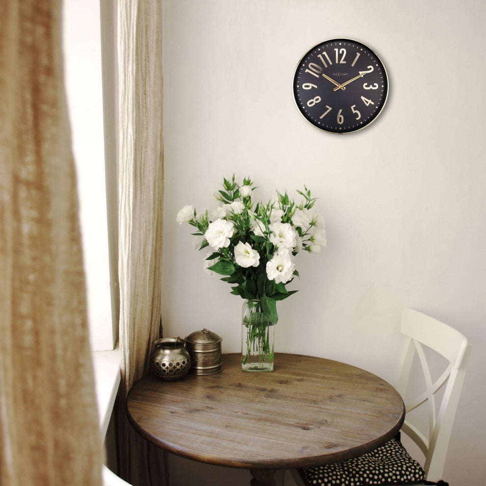 Alchemy 16" Metal Wall Clock, Black