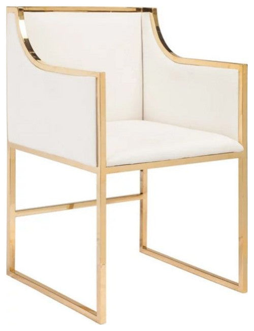 Bella Chair (set of 4 ), Gold/White Fabric