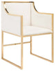 Bella Chair (set of 4 ), Gold/White Fabric
