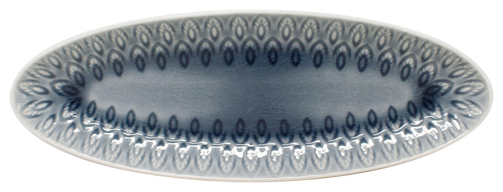 Peacock Crackle-glazed Appetizer Platter, Grey