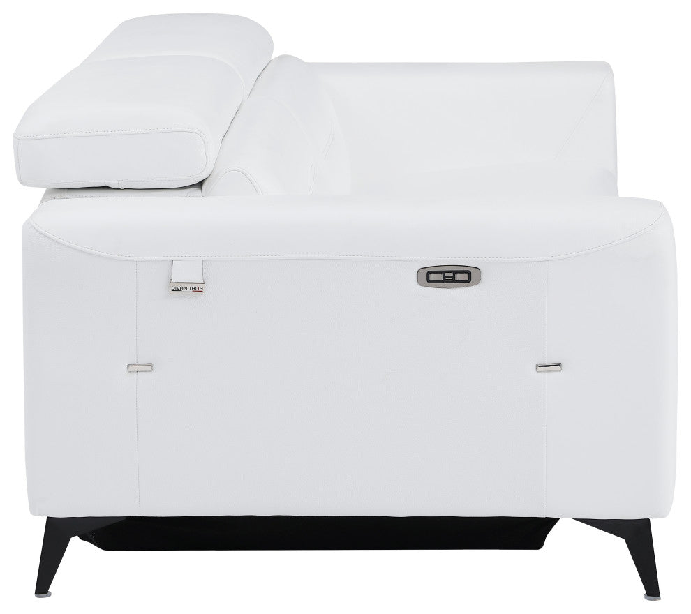 Arezzo Genuine Italian Leather Modern Sofa, White