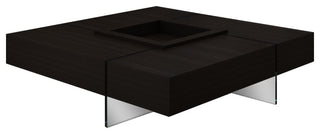 Wenge Finish MDF Coffee Table With 15mm Thick Glass Base, Wenge