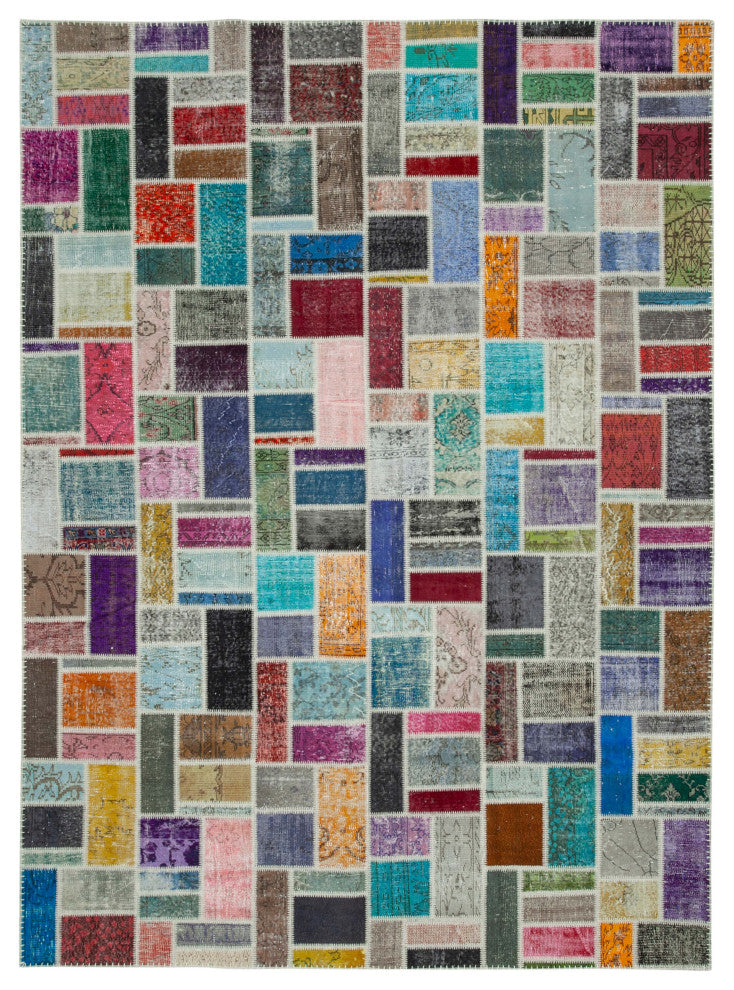 Rug N Carpet - Handwoven Turkish 8' 8" x 11' 9" Contemporary Patchwork Area Rug
