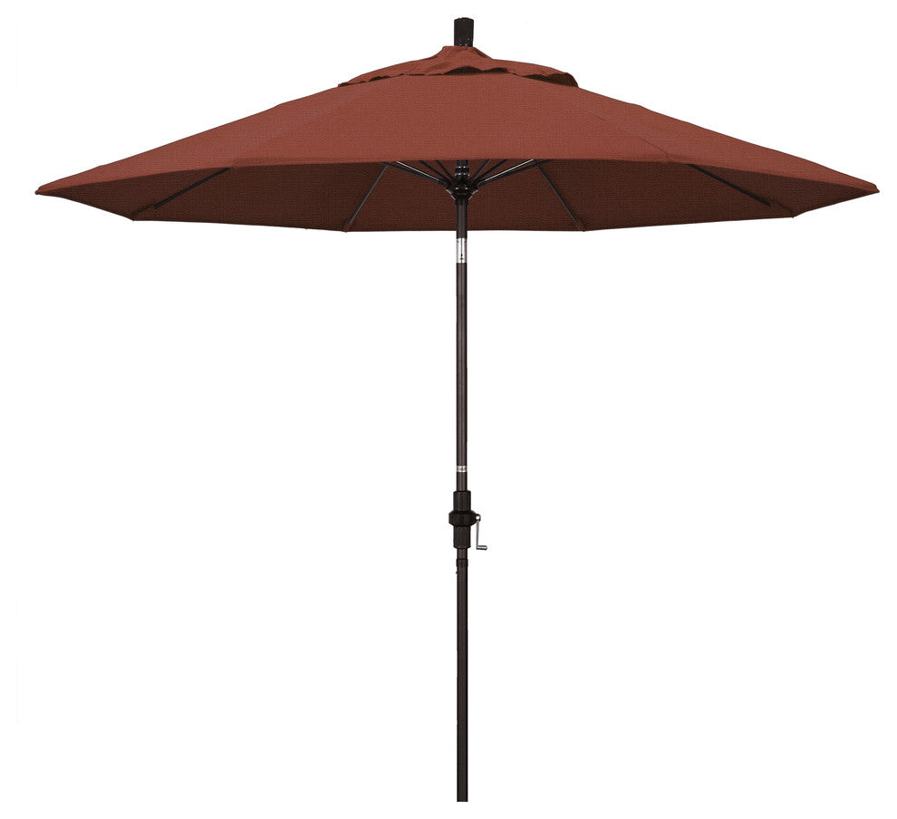 9'' Bronze Collar Tilt Lift Fiberglass Rib Aluminum Umbrella, Olefin, Terracotta