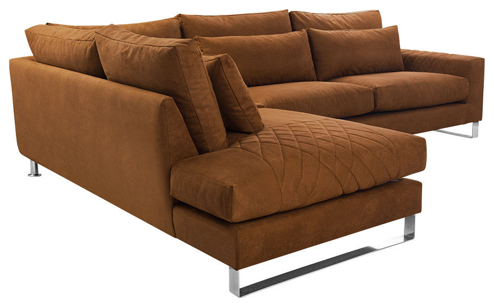 FLORA Sectional Sofa, Copper Brown, Left