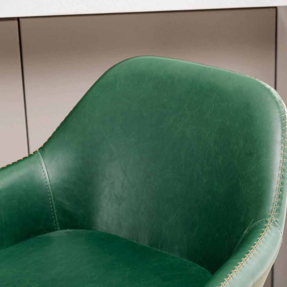Hunter Green Vintage Leatherette Bar Stool, Set of 2