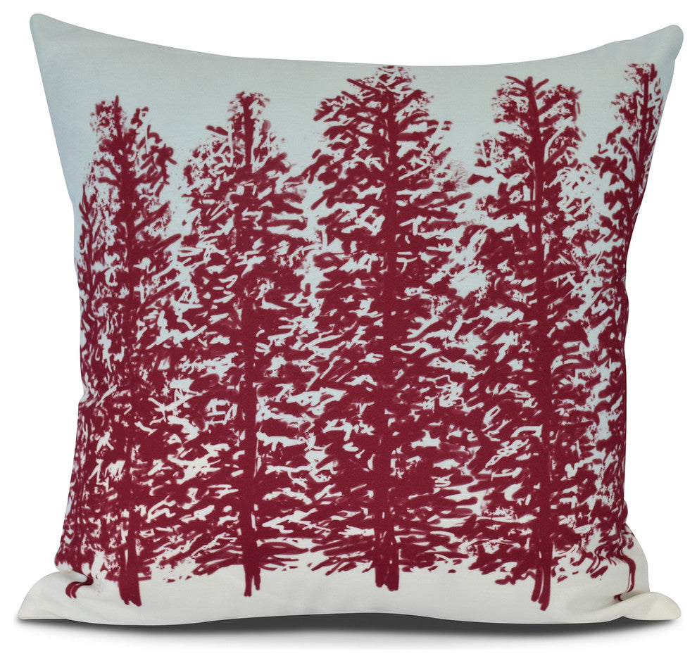 Hidden Forrest, Floral Print Pillow, Red, 16" x 16"