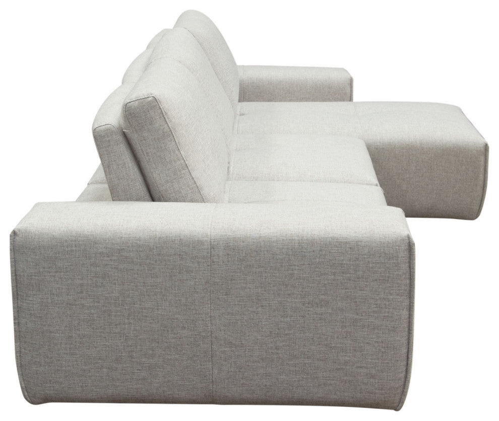 Jazz Modular 3-Seater Chaise Sectional Backrests in Light Brown Fabric