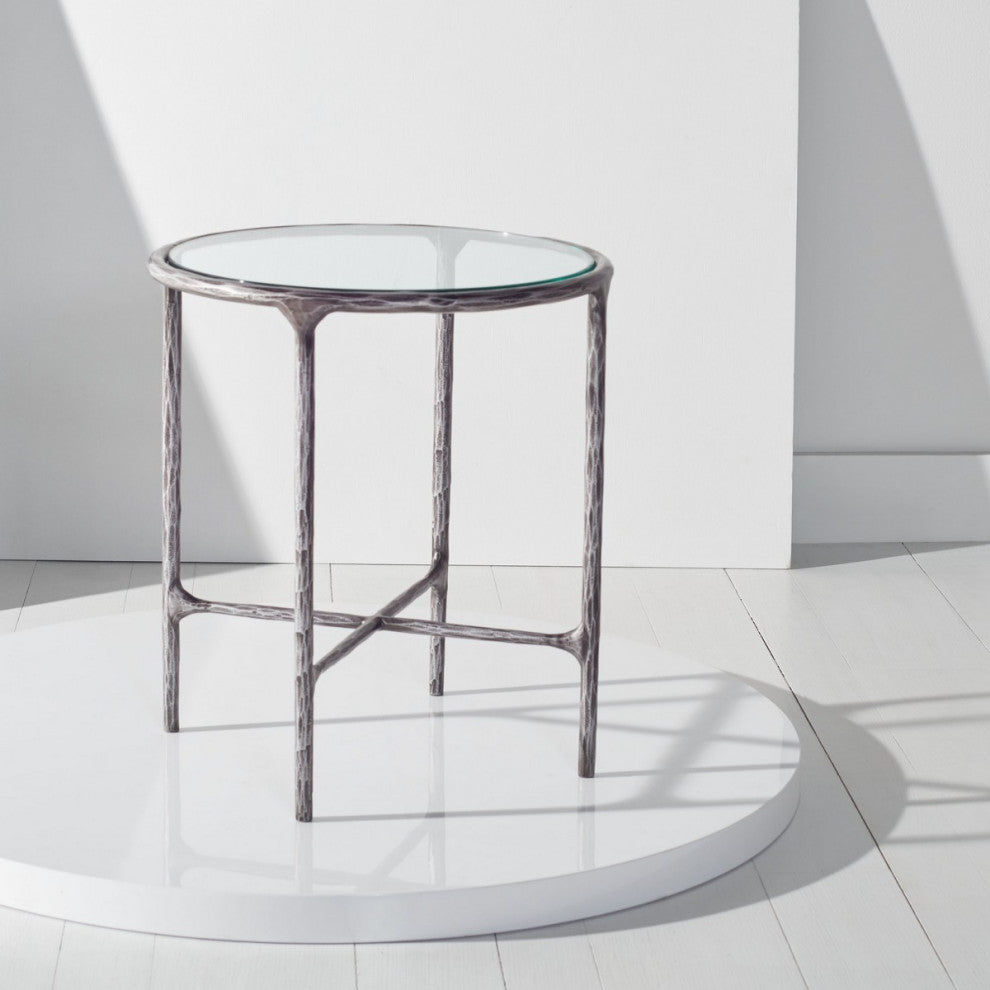 Safavieh Couture Jessa Forged Metal Round End Table, Silver
