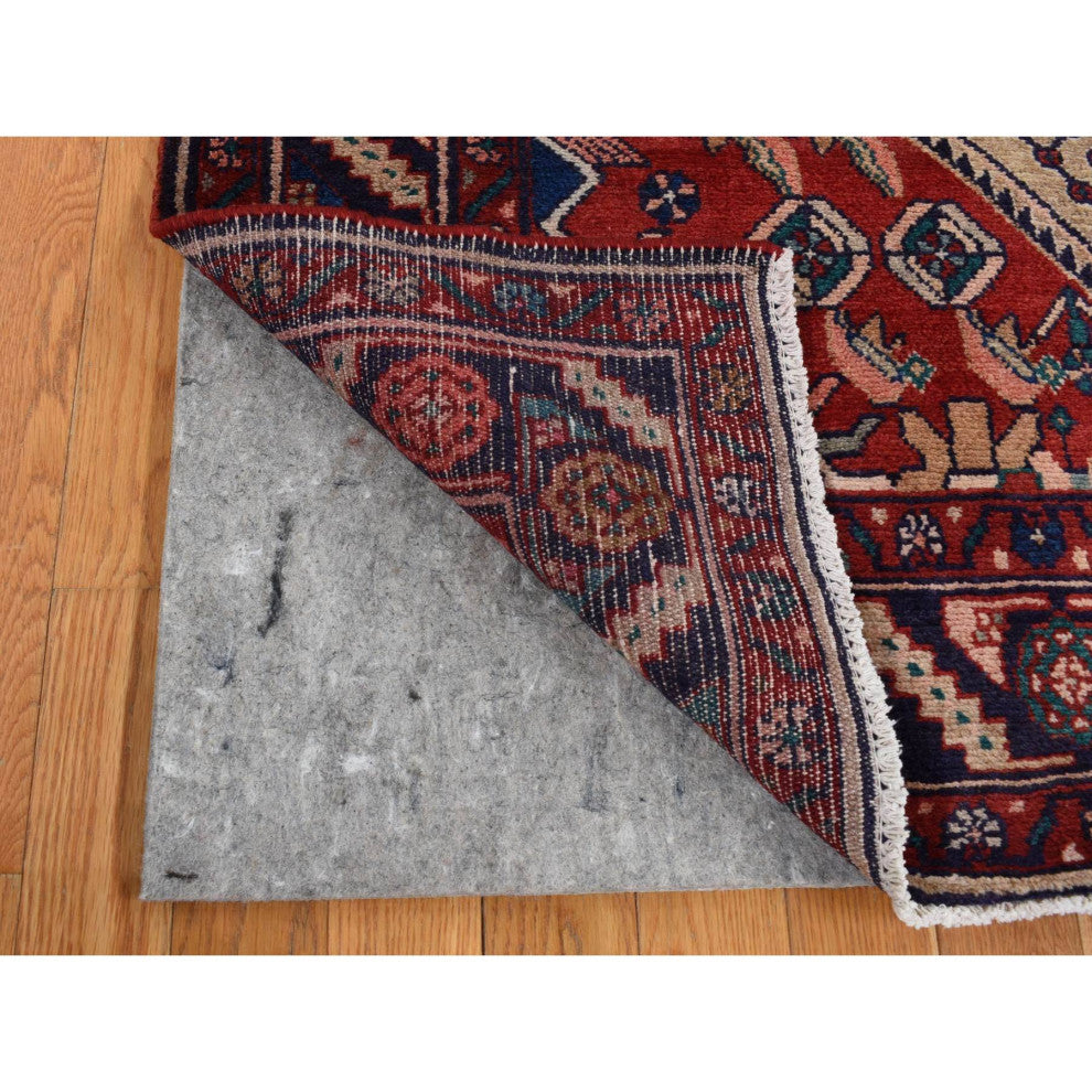 Brown New Persian Hamadan Camel Hair Pure Wool Hand Knotted Rug 5'1" x 10'2"