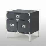 Monica Modern Lacquer Finish Chrome Metal Leg Side Table, Dark Grey