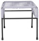 Atom Indoor/Outdoor Handmade Ottoman with Black Frame, Clear Weave