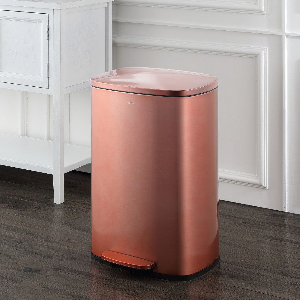 Connor 13-Gallon Trash Can With Soft-Close Lid and Mini Trash Can, Rose Gold