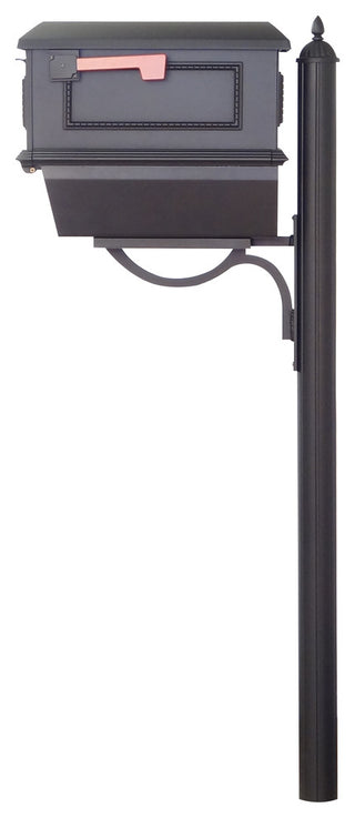 Traditional Curbside Mailbox With Newspaper Tube and Richland Mailbox Post