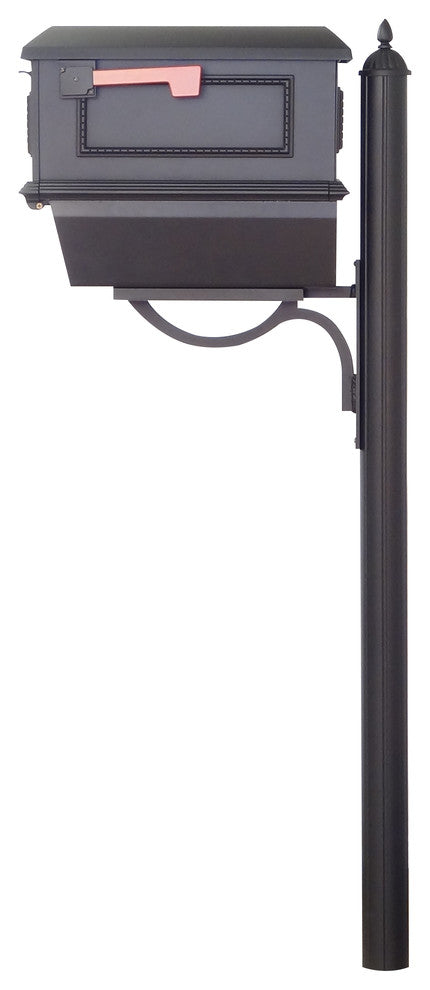 Traditional Curbside Mailbox With Newspaper Tube and Richland Mailbox Post