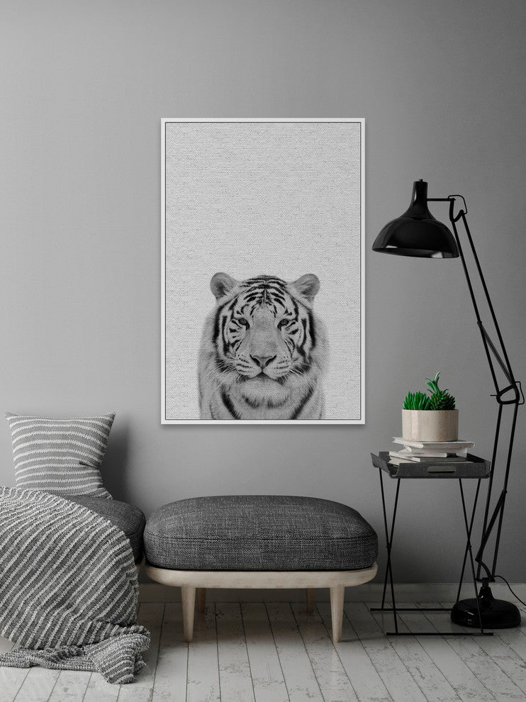 "Tamed Tiger II" Floater Framed Painting Print on Canvas, 16"x24"