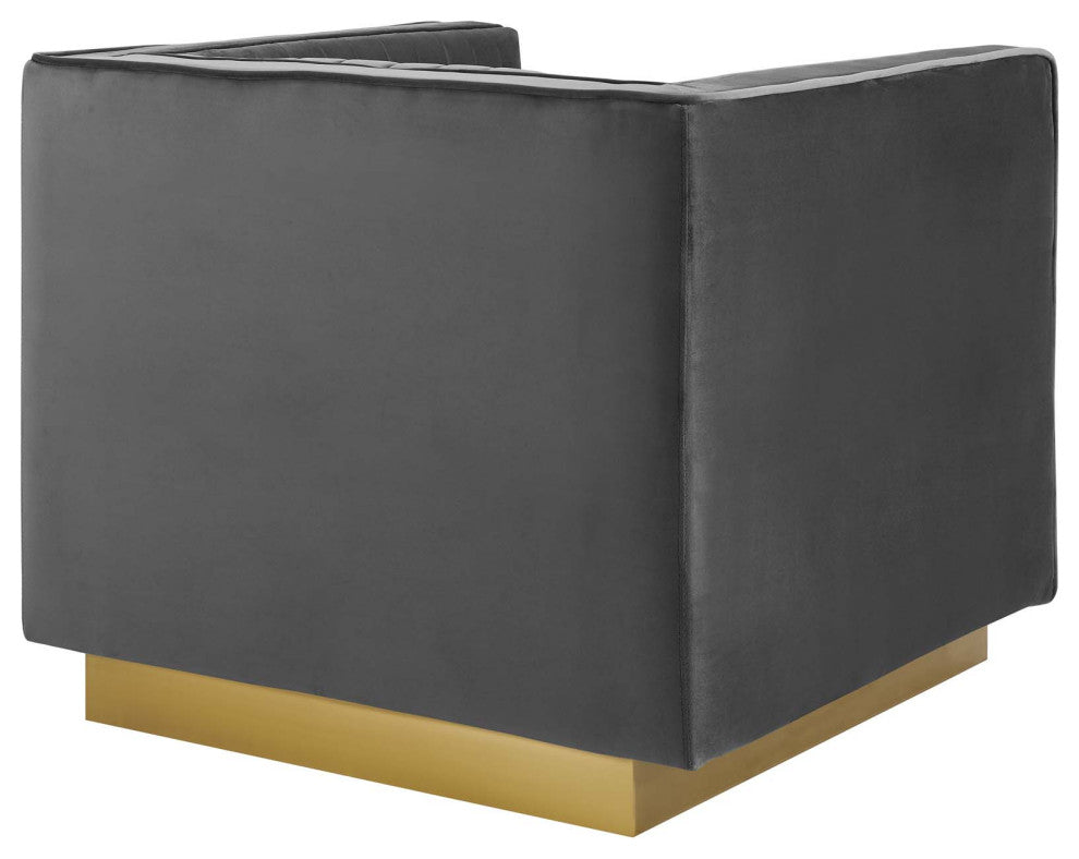 Sanguine Vertical Channel Tufted Accent Performance Velvet Armchair Gray