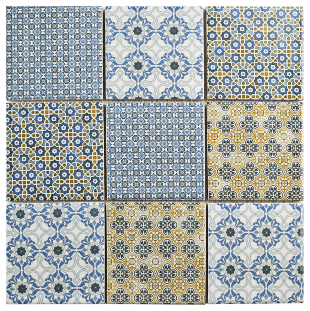 Classico 4" Square Mix Porcelain Floor and Wall Tile