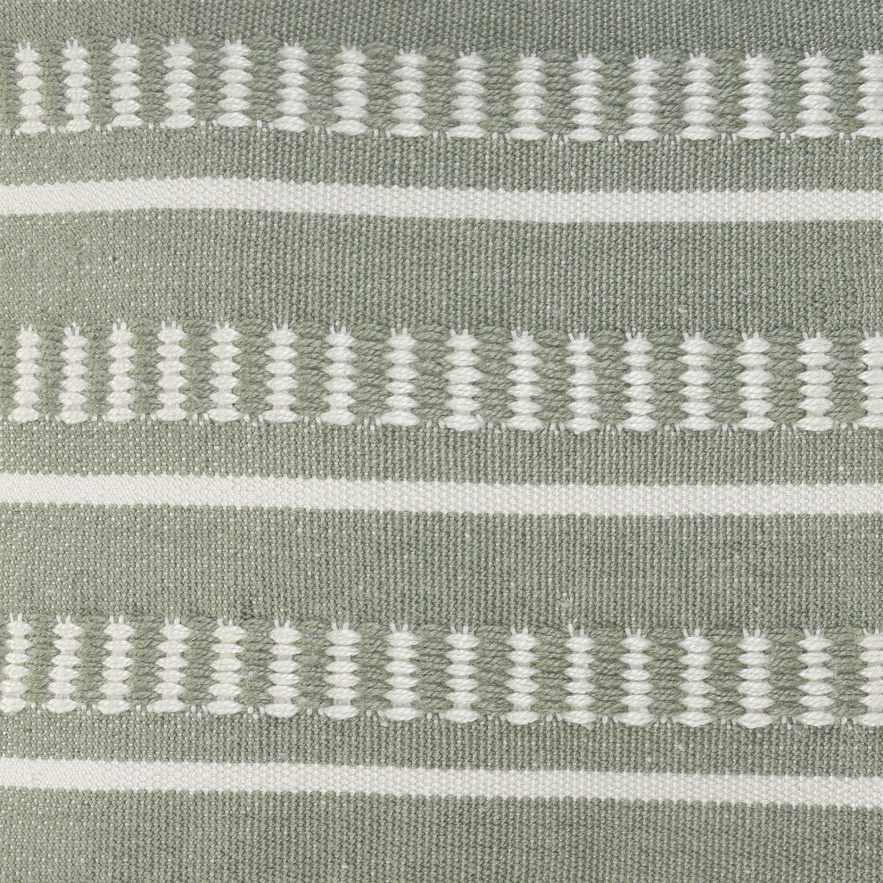 Ox Bay Handwoven Green/White Geometric Polyester Pillow Cover, 24"x24"