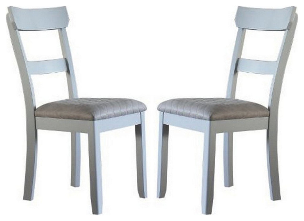 Benzara BM250684 Side Chair With Fabric Seat and Open Back, Set of 2, Beige